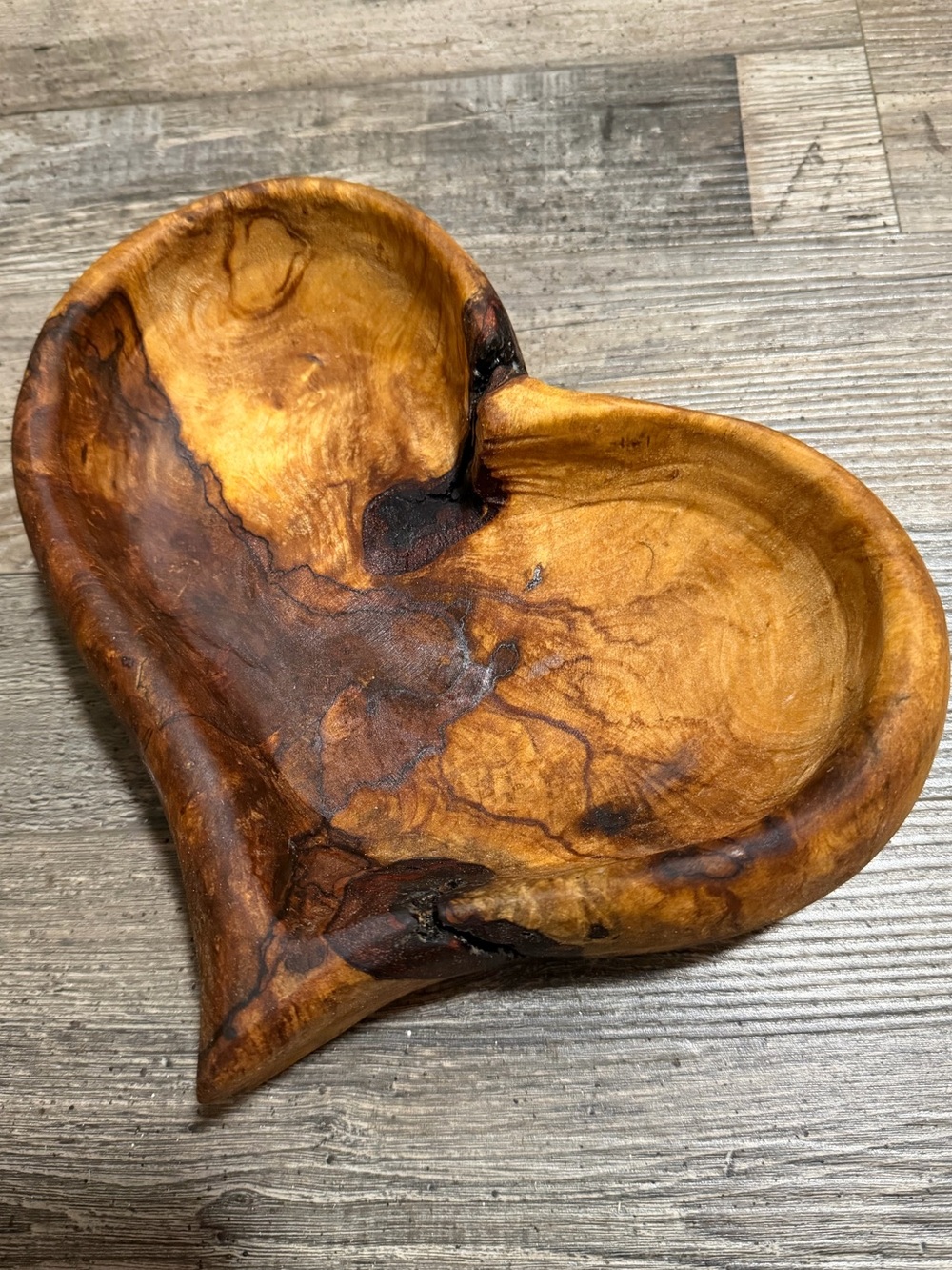 Handcrafted Burl Wood Heart-shaped Sculpture Bowl - Natural Brown - Picture 2 of 6